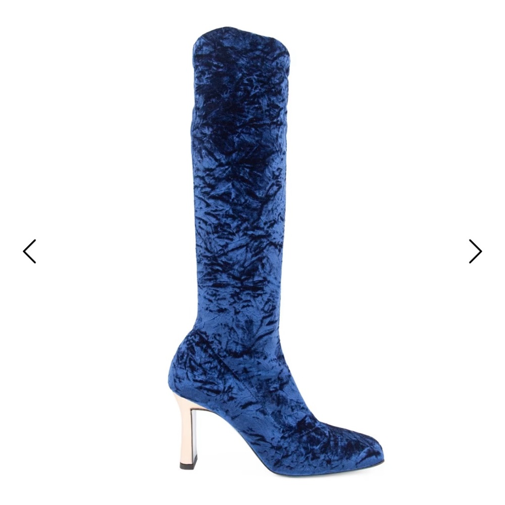 Wolf & Badger x Valentina Rangoni Leonida Strech Tall Boot Suede Blue Sz 6